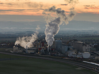 Obraz premium Polish producer of bioethanol and ethanol produced from corn grain. The production plant is located near Nysa in Poland. Methanol and ethanol plant.. View of methanol and ethanol factory.