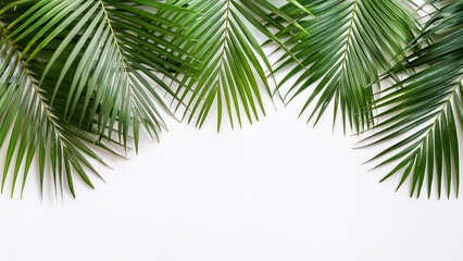 Border of Palm Leaves with White Copy Space