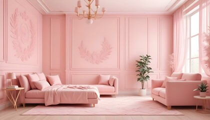 Fototapeta premium Photo interior modern design room 3d illustration;