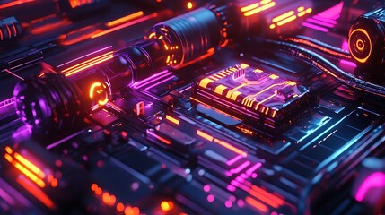 Fototapeta premium Futuristic Technology: A Glowing Circuit Board