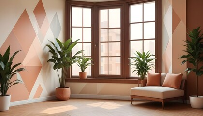 Fototapeta premium Photo interior modern design room 3d illustration;