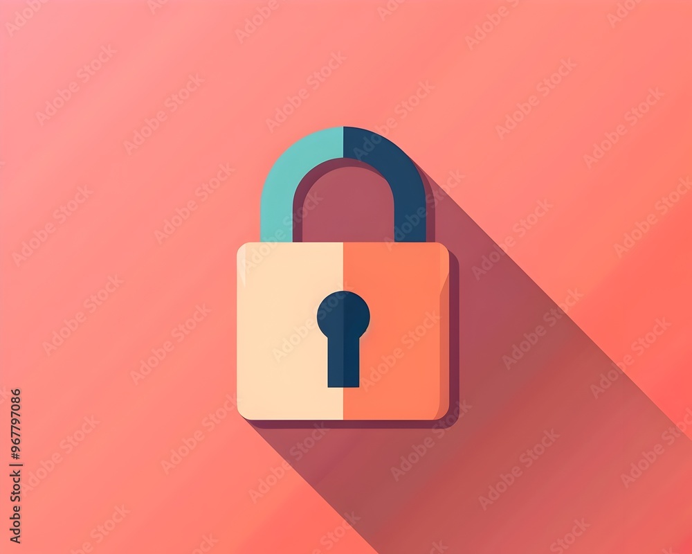 Poster minimalist padlock icon representing modern security and efficiency