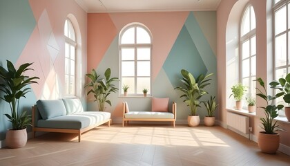 Photo interior modern design room 3d illustration;