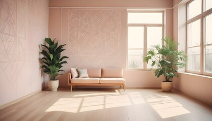 Photo interior modern design room 3d illustration;
