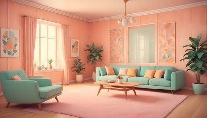 Photo interior modern design room 3d illustration;