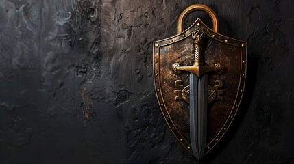 Fototapeta premium Ornate Medieval Padlock Icon Symbolizing Protection and Defense