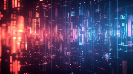 Fototapeta premium Cosmic Energy Flow: Blue Energy Waves and Show Molecules and abstract communication networks Dancing on a dark background like a puppet graph Shines with lively light particles.