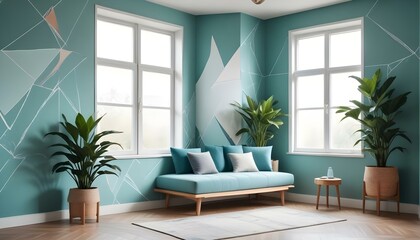 Photo interior modern design room 3d illustration;