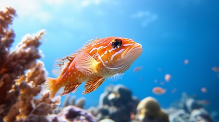 Fototapeta premium Vibrant Underwater World Captured by Photographer - Stunning Coral Formations and Exotic Fish in Diverse Marine Ecosystems for Breathtaking Visuals