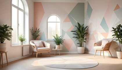 Naklejka premium Photo interior modern design room 3d illustration;