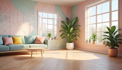 Photo interior modern design room 3d illustration;