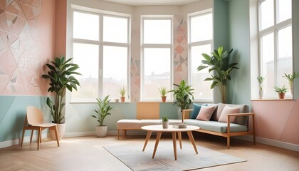 Obraz premium Photo interior modern design room 3d illustration;