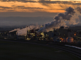 Polish producer of bioethanol and ethanol produced from corn grain. The production plant is located near Nysa in Poland. Methanol and ethanol plant.. View of methanol and ethanol factory.