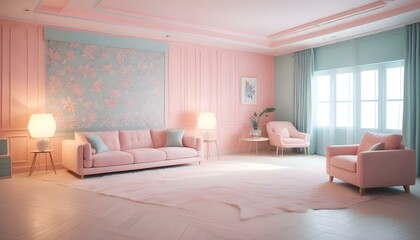 Fototapeta premium Photo interior modern design room 3d illustration;