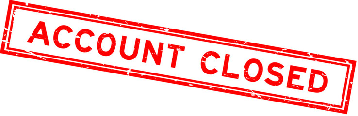 Grunge red account closed word square rubber seal stamp on white bacckground