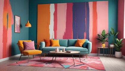 Photo interior modern design room 3d illustration;