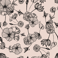 Floral pattern. Tropical pattern. Digital print, JPG in Repeat (rapport), Resolution 300 DPI, ideal for fashion, decoration and stationery.