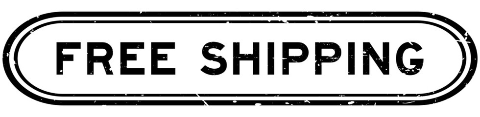 Grunge black free shipping word rubber seal stamp on white background
