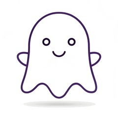 Fototapeta premium Silhouette of a small smiling Halloween ghost isolated on a white background.