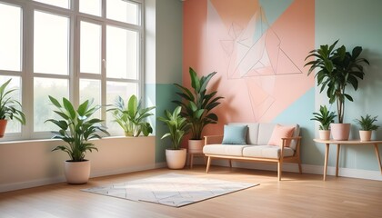 Photo interior modern design room 3d illustration;