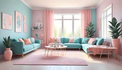 Photo interior modern design room 3d illustration;