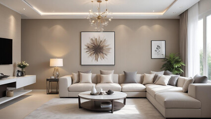 modern living room with fireplace