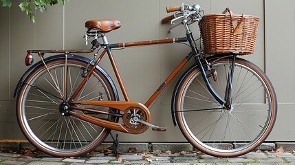 Minimalist car-free household, bicycle and public transit lifestyle old bicycle in a street