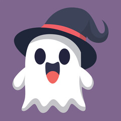Cute ghost with happy emotion on solid background