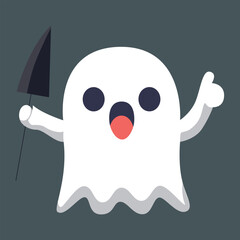 Cute ghost with happy emotion on solid background