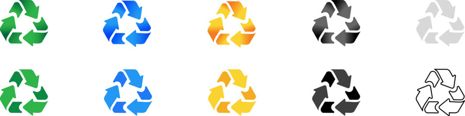 set of recycling icons. recycling logo symbol in colors. vector illustration