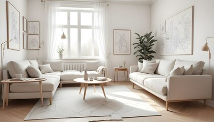 Fototapeta premium Photo interior modern design room 3d illustration;