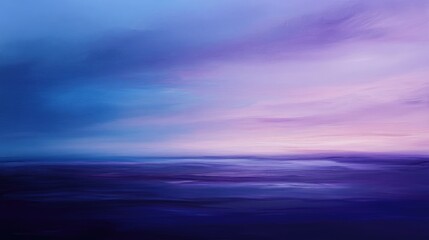 Obraz premium Twilight sky drenched in shades of purple and indigo, with the last light of day fading behind a tranquil horizon.