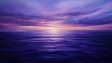 Twilight sky drenched in shades of purple and indigo, with the last light of day fading behind a tranquil horizon.