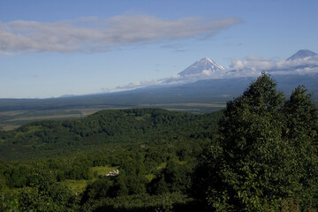 Fototapeta premium Russia Kamchatka landscape on a summer cloudy day