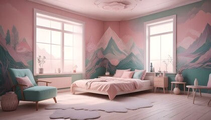 Photo interior modern design room 3d illustration;
