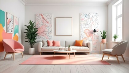 Photo interior modern design room 3d illustration;
