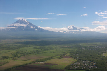 Russia Kamchatka landscape on a summer cloudy day
