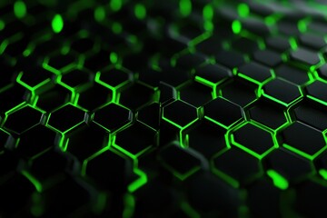 Fototapeta premium Abstract Hexagon Pattern with Green Glowing Lines