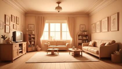 Fototapeta premium Photo interior modern design room 3d illustration;