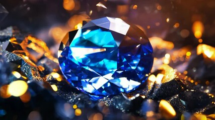 polished blue diamond shiny on rock ground