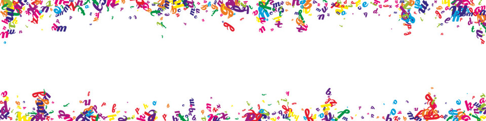 Flying latin letters. Colorful childish scattered