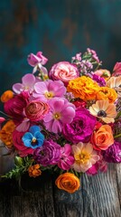 Obraz premium Exotic Elegance Vibrant Bouquet of Rustic Flowers