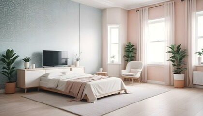 Fototapeta premium Photo interior modern design room 3d illustration;