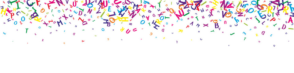 Flying latin letters. Colorful childish scattered