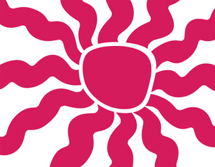 Groovy retro abstract sun backgrounds. Organic doodle shapes in trendy naive hippie 60s 70s style. Contemporary poster print banner template. Horizontal Wavy vector illustration .