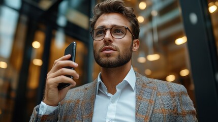 Well-Dressed Man in Suit Making Serious Phone Call
