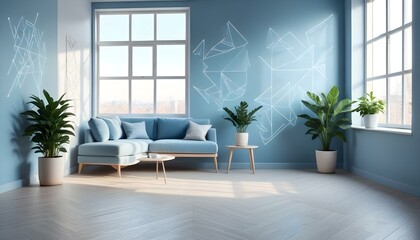 Fototapeta premium Photo interior modern design room 3d illustration;