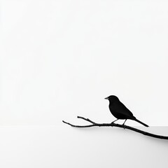 Fototapeta premium A tree branch with a single bird perched on it