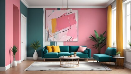 Photo interior modern design room 3d illustration;