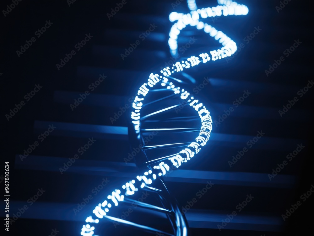 Aufkleber a glow-in-the-dark double helix dna molecule model, representing the structure of genetic informatio